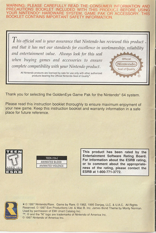 GoldenEye 007 manual page