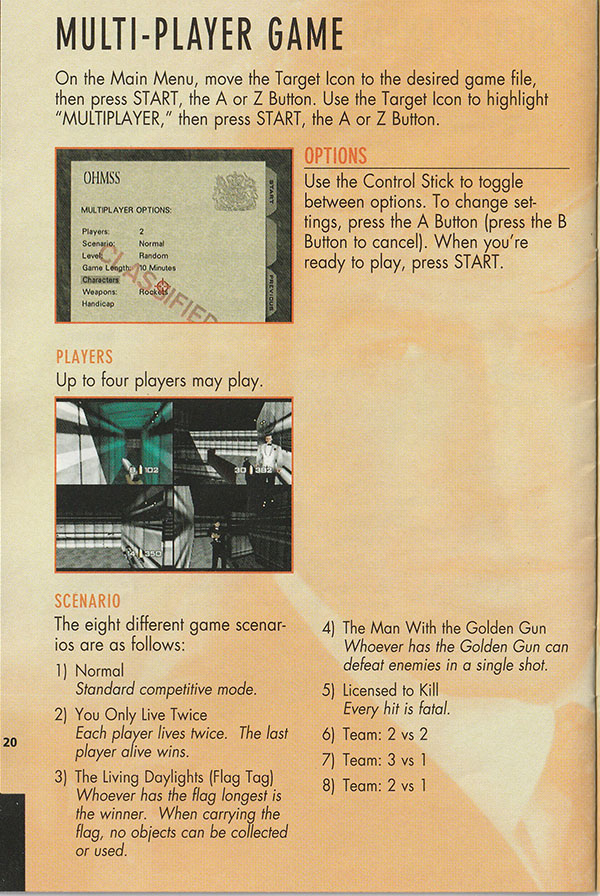 GoldenEye 007 manual page