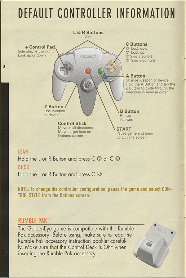 GoldenEye 007 manual page