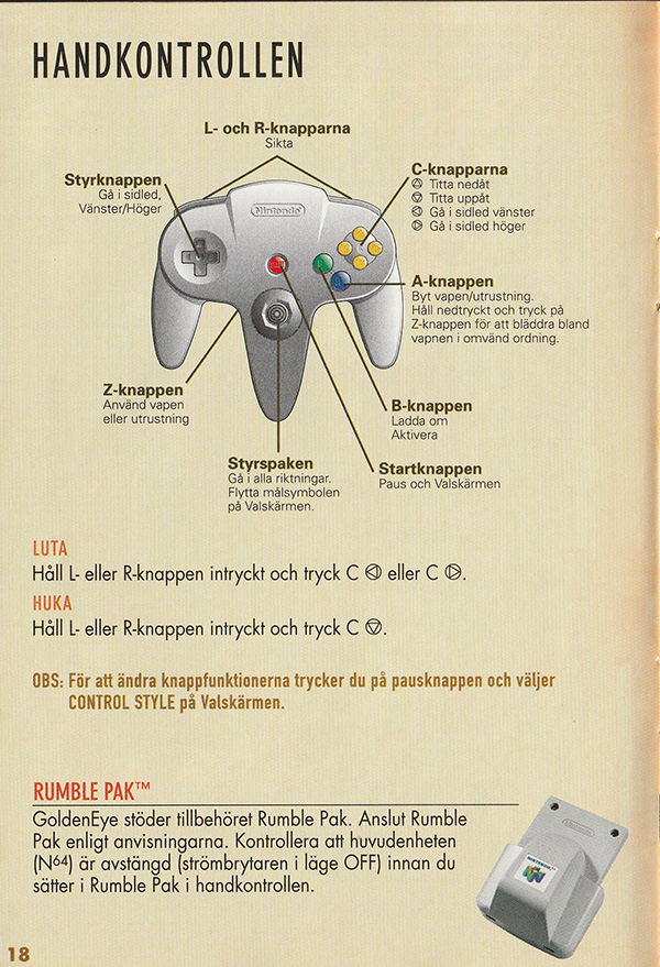GoldenEye 007 manual page