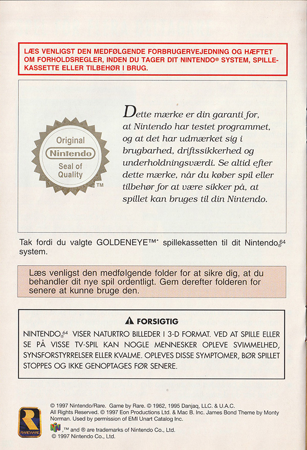 GoldenEye 007 manual page