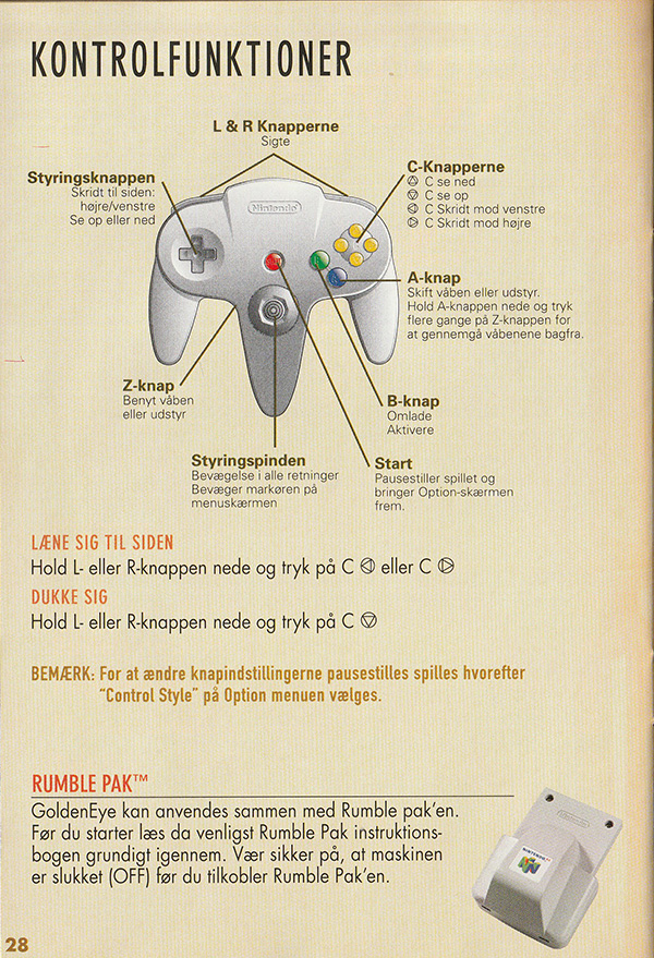 GoldenEye 007 manual page