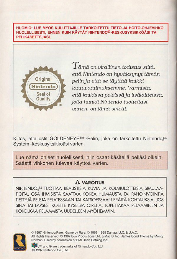 GoldenEye 007 manual page