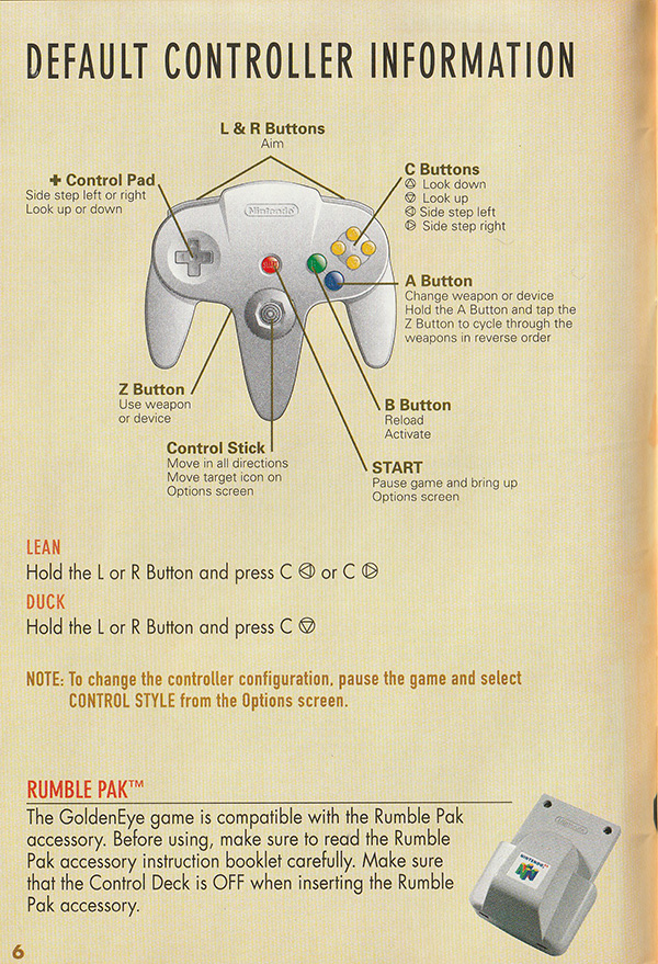 GoldenEye 007 manual page