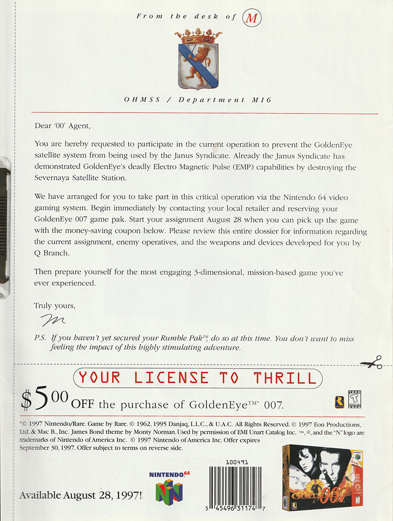 GoldenEye 007 manual front cover